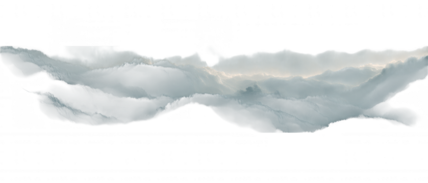 Dramatic dark clouds with bright light breaking through isolated on transparent background - Powered by Adobe