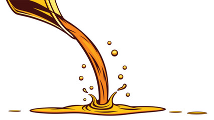 Pouring orange juice on a white background. Vector illustration of pouring orange juice.