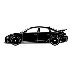 Sleek Black Car Silhouette Modern Automotive Design Illustration