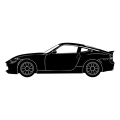 Silhouette Illustration of a Sleek Sports Car Minimalist Design and Automotive Style