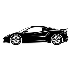 Sleek Black Sports Car Silhouette - A Dynamic Vector Illustration of Automotive Design