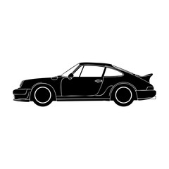 Fototapeta premium Minimalist vector illustration of a vintage performance coupe. A side view of a legendary German automobile silhouette