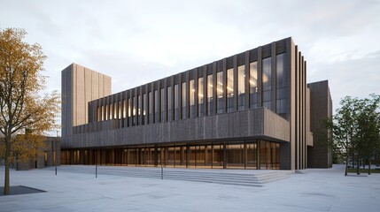 Fototapeta premium Urban architectural visualization aerial perspective of a minimalist futuristic university environment