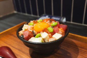 Delicious sashimi and fresh vegetables for a healthy gourmet meal