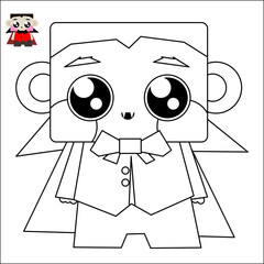 Coloring pages for kids. Halloween. Vampire in a cloak.