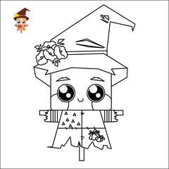 
Coloring pages for kids. Halloween. Scarecrow on a wooden leg.