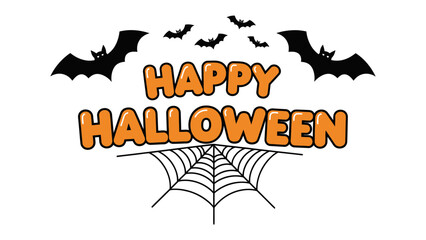 Festive Halloween Greetings: This artwork is a spirited portrayal of the Halloween spirit, with bats, a spiderweb and the text Happy Halloween. It's a captivating visual to bring joy