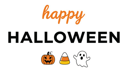 Happy Halloween: Halloween greetings featuring a pumpkin, a piece of candy and a ghost © Mohiuddin123
