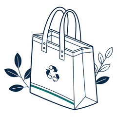 reusable shopping bag simple outline
