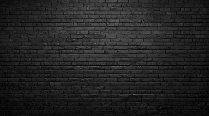 black brick wall background, dark grunge texture with copy space.
