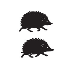 Hedgehog Running Silhouette Vector  Black and White Hedgehog Run Illustration  Hedgehog Animal Running Outline Design © Kinza