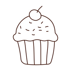 Doodle Cupcake with Cherry