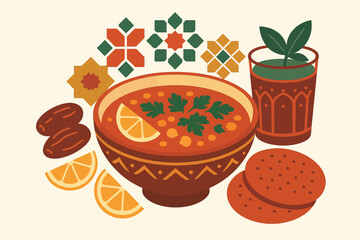 "Harira Moroccan Soup Serving Elements"