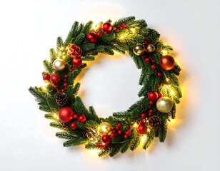 Christmas wreath with lights and ornaments