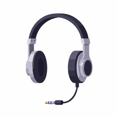 Flat Design Over Ear Headphones Listening Device Gadget Music Equipment