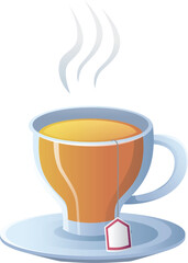 Set of Colorful Teacup Illustrations with Tea Bags and Steam – Hot Beverage Vector Collection