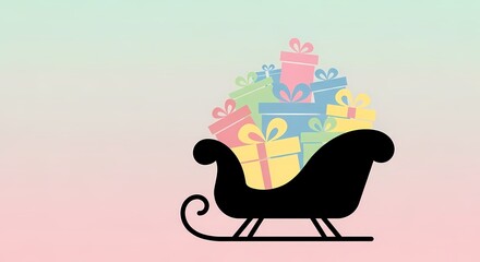 Festive Sleigh Filled with Colorful Gifts for Holiday Celebrations