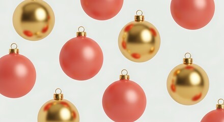 Colorful Decorative Christmas Ornaments on a Light Background for Holiday Decor