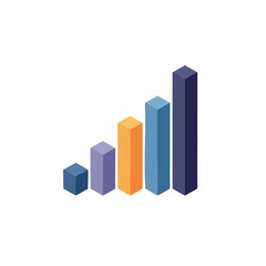 Isometric 3D Bar Chart Growing Upwards Business Success Infographic