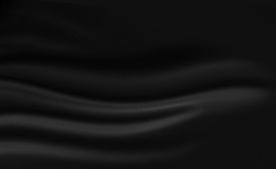 Abstract image of black silky fabric with soft curved folds. Lighting highlights smooth flowing texture waves. Luxurious and elegant feel with subtle sheen that catches light