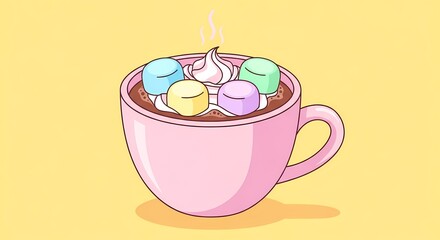 Delicious Hot Chocolate with Colorful Marshmallows in a Cozy Cup