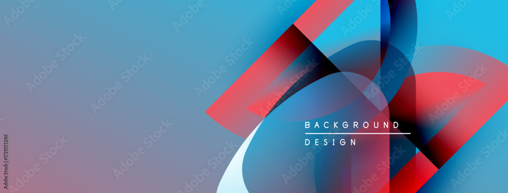 Poster abstract design features vibrant color blends. overlapping shapes create dynamic visual effect. text