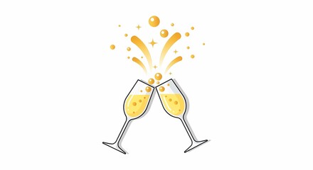 Celebrate Special Moments with Sparkling Wine and Cheers Illustration