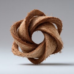 Fototapeta premium Textured natural fiber sculpture with intricate twists and elegant design for organic art and home decor