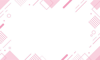 【ピンク】幾何学模様背景・メンフィスのフレームパターン素材