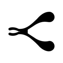 Stylized drawing of tongs or forceps for medical or culinary use, in black