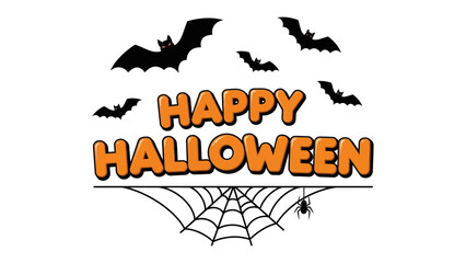 Halloween Celebration: A playful graphic design that captures the essence of Halloween, with spooky bats and a spider web framing a festive greeting.