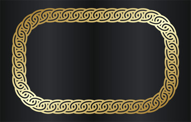 Golden Celtic Knot Frame on Black Background.