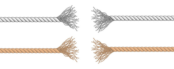 Broken rope. Torn rope.  Damaged cable