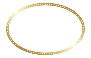 Golden Oval Frame with Dotted Border on White Background.