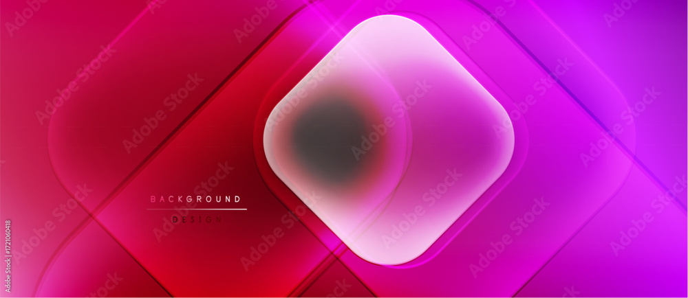 Poster abstract geometric design. vibrant pinks, reds create dynamic layers. smooth gradients, flowing line