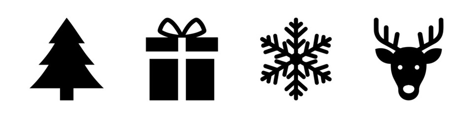 Fototapeta premium Christmas icon set. Christmas tree, gift, snow. Holiday symbol collection.