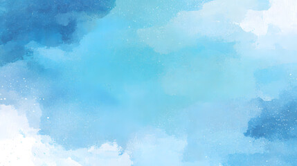 A minimalist artistic background with a large central blank white space intended for copy, bordered by light blue watercolor stains at the edges. The pigments appear hand-painted, softly feathered