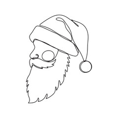 Santa Claus line art. Christmas xmas minimal simple art. Santa continuous one line drawing.