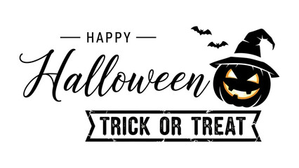 Spooky Halloween Graphic: A festive Halloween graphic featuring a grinning pumpkin, witch hat, and bats. Ideal for invitations, event promotions, and social media.