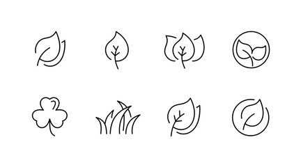 Nature and eco line icons set – outline, minimalist, environmental symbols