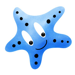 Blue cartoon starfish
