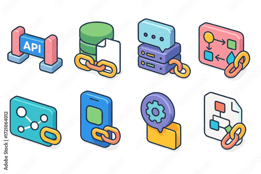 Poster api security 3d icon set. data protection, cybersecurity icons collection.