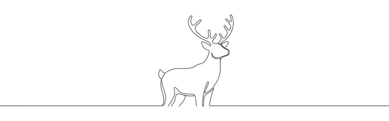 Fototapeta premium Deer line art. Reindeer continuous one line drawing.