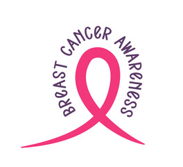 Hand drawn Breast Cancer Awareness month lettering phrase.Vector quote for banners, greeting card, poster design. 