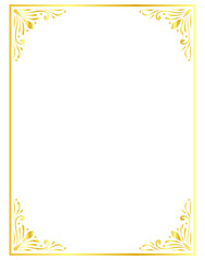 Obraz premium Decorative gold corner frame. Vintage ornamental border and elegant design element for wedding or invitation. Vector collection on transparent background