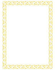 Decorative gold corner frame. Vintage ornamental border and elegant design element for wedding or invitation. Vector collection on transparent background