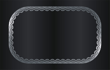 Elegant Silver Lace Frame on Dark Background.