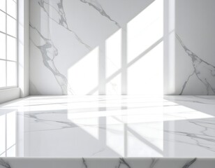 Obraz premium Bright Minimalist Interior with White Marble and Natural Light