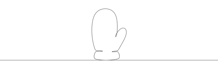 Mitten line art. Winter background. Gloves continuous one line drawing.