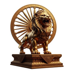 Golden lion capital of ashoka isolated on transparent background